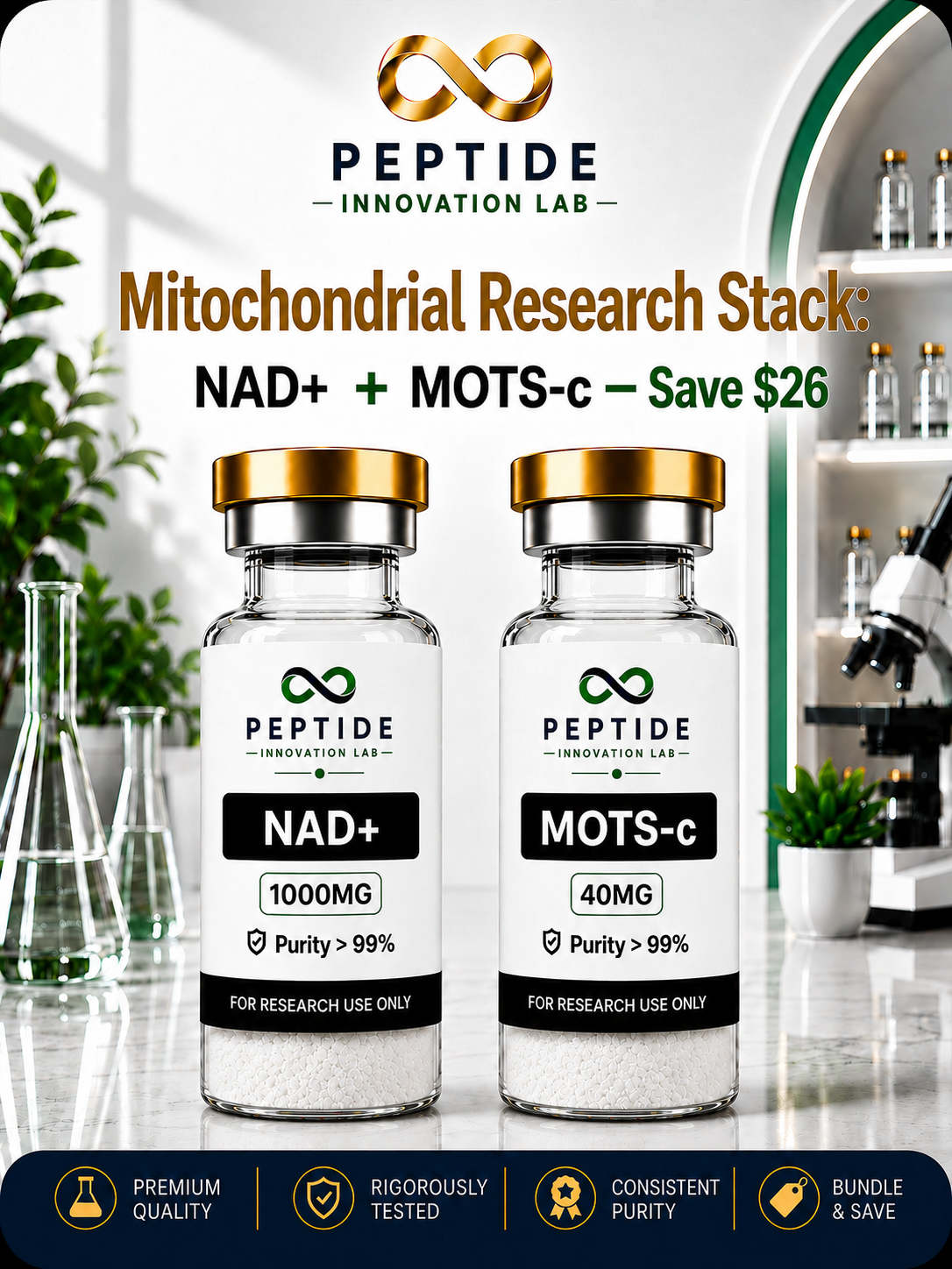 NAD+ / MOTS-c Mitochondrial Research Stack | RUO